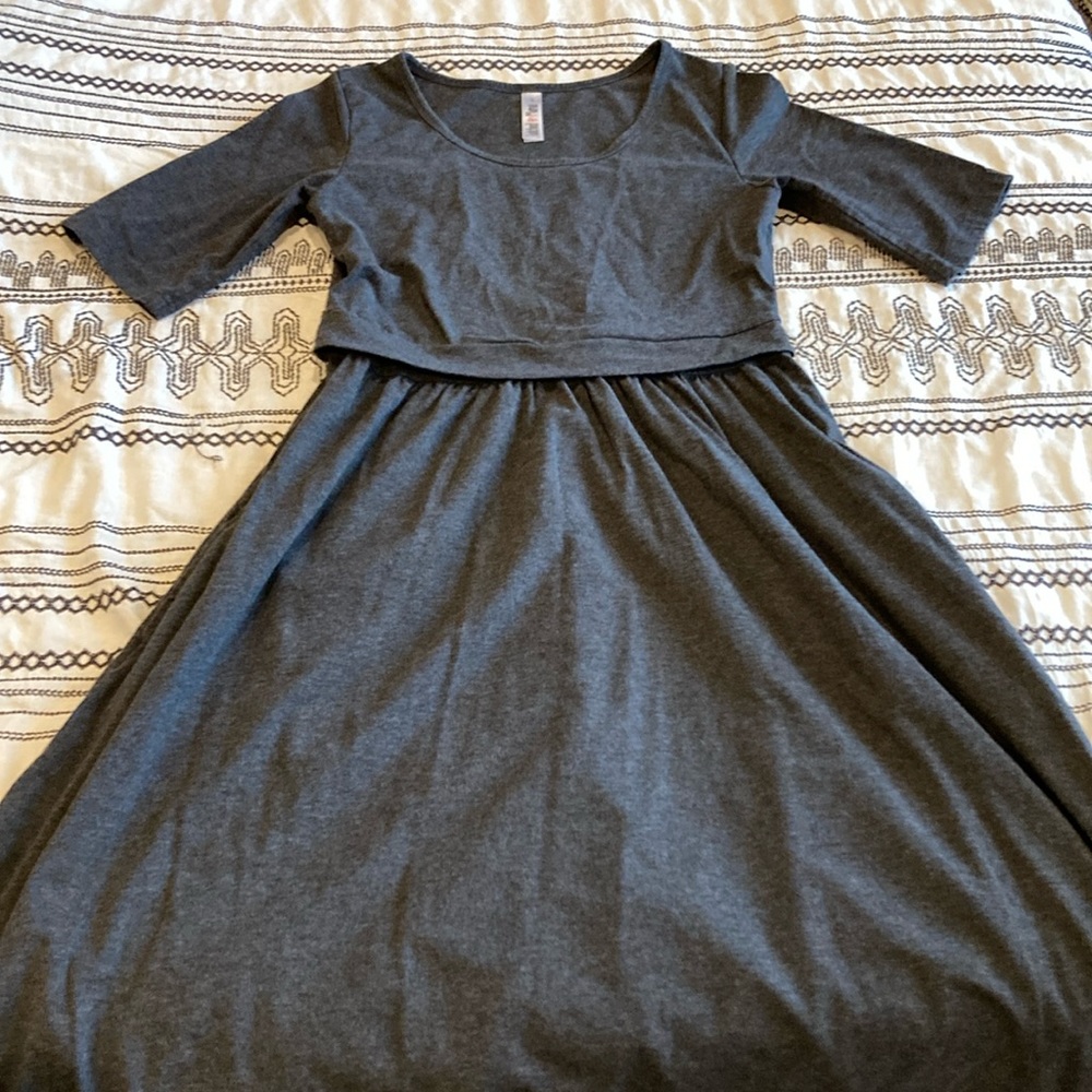 Latched Mama gray classic cotton dress